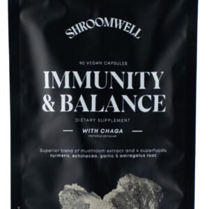 Shroomwell IMMUNITY & BALANCE kapsule s Čagou & superpotraviny 90ks