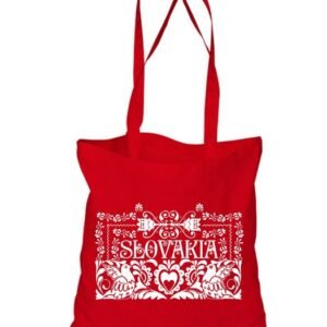 Plátená EKOlogická taška ľudový ornament - dlhá rúčka Červená