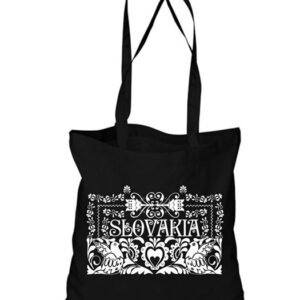 Plátená EKOlogická taška ľudový ornament - dlhá rúčka Čierna