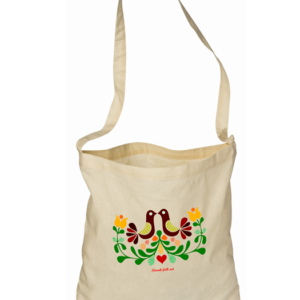 Plátnená EKOlogická kapsa Slovak folk art vtáky v kvieti Natural