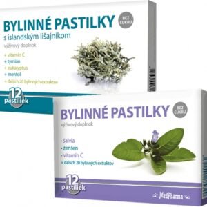 MedPharma Bylinné pastilky bez cukru 36 pastiliek Šalvia, ženšen, vitamín C