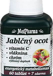 MedPharma Jablčný ocot s vlákninou 107 tabliet S vitamínom C a chrómom