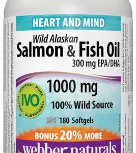 Webber Naturals Omega 3 s rybacím a lososovým olejom 1000mg (300mg EPA/DHA) 180 tabliet
