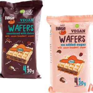 Super Fudgio Oblátky vegan BIO 4x30g - Oblátky s kakaovo orieškovým krémom