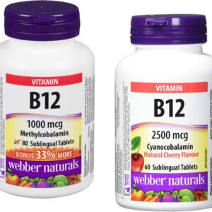 Webber Naturals Vitamín B12 Webber Naturals 1000mcg Methylkobalamín - 80 rozpustných tabliet pod jazyk