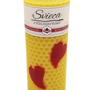Sviečka včelí vosk žltá 2x srdce 110mm/48mm