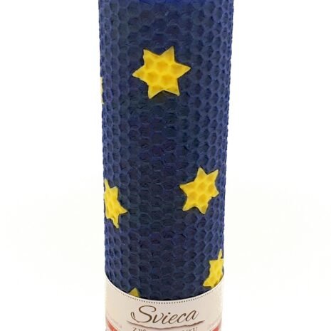 Sviečka včelí vosk modrá hviezdy110mm/50mm
