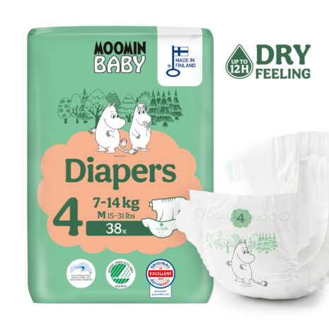 Moomin Baby 4 Maxi 7–14 kg (38 ks), plienky