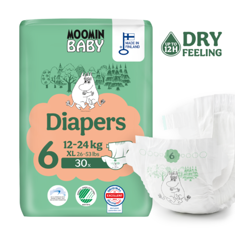 Moomin Baby 6 Maxi 12–24 kg (30 ks), plienky