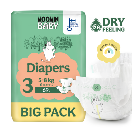 Moomin Baby 3 Midi 5–8 kg (69 ks), plienky