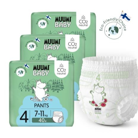 Moomin Baby Muumi Baby Pants 4 Maxi 7-11 kg (120 ks), mesačné balenie nohavičkových eko plienok Moomin Baby Muumi Baby Pants 4 Maxi 7-11 kg (120 ks), mesačné balenie nohavičkových eko plienok