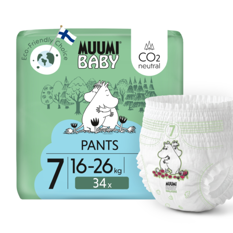 Moomin Baby Muumi Baby Pants 7 XL 16-26 kg (34 ks), nohavičkové eko plienky Moomin Baby Muumi Baby Pants 7 XL 16-26 kg (34 ks), nohavičkové eko plienky