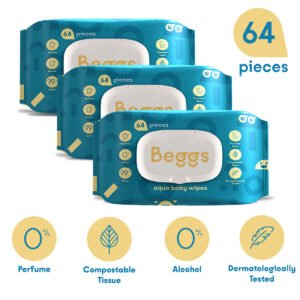 3x Beggs Vlhčené splachovateľné obrúsky (64 ks)