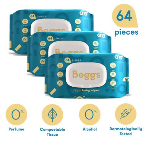 3x Beggs Vlhčené splachovateľné obrúsky (64 ks)