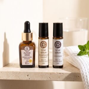 PANAKEIA ŽEHLIČKA A OČNÉ OKOLIE - sérum s vitamínom C, roll-on a očné sérum s kofeínom